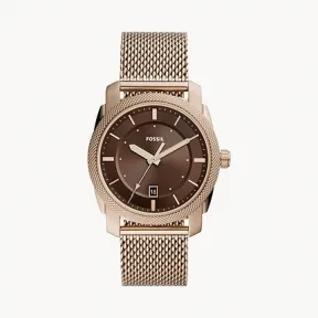 化石/Fossil Machine Three-Hand Date Salted Caramel Stainless Steel Watch FS5873