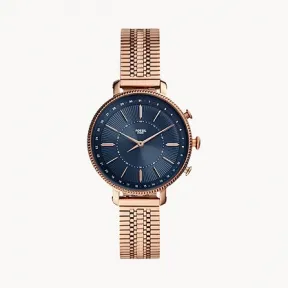 化石/Fossil Hybrid Smartwatch Cameron Rose Gold-Tone Stainless Steel FTW5061