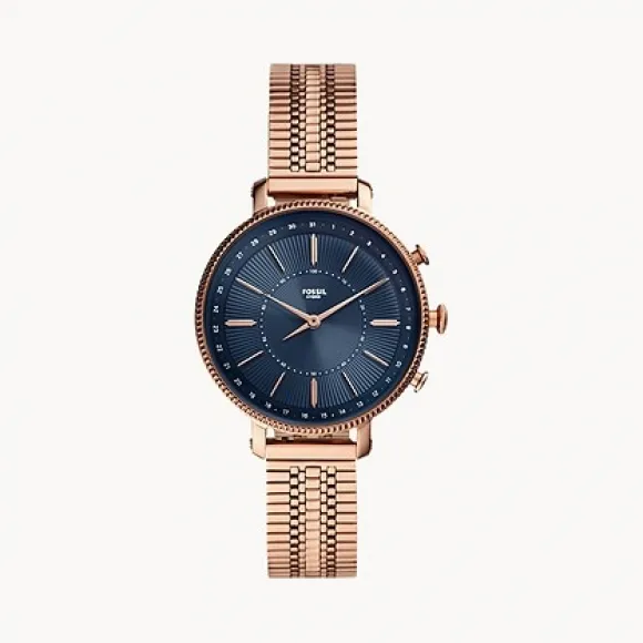 化石/Fossil Hybrid Smartwatch Cameron Rose Gold-Tone Stainless Steel FTW5061