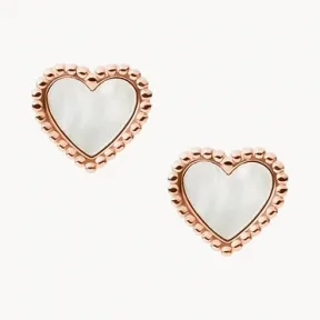化石/Fossil Val I Heart You Mother-of-Pearl Stainless Steel Stud Earrings JF03692791