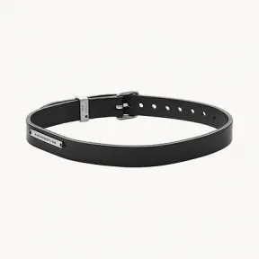 化石/Fossil Vintage Casual Black Leather Strap Bracelet JF03708040