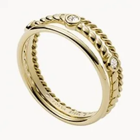 化石/Fossil Val Vintage Heritage Gold-Tone Stainless Steel Prestack Ring JF03801710001