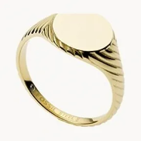 化石/Fossil Sadie Vintage Twists Gold-Tone Stainless Steel Signet Ring JF03804710001