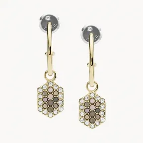 化石/Fossil Val Holiday Sparkles Black Mother-of-Pearl Hoop Earring JF03860710