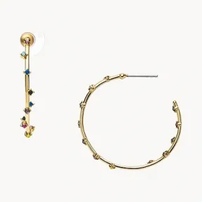 化石/Fossil Multi Rainbow Color Brass Hoop Earring JOA00681710
