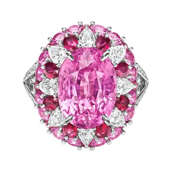 海瑞温斯顿/HarryWinston Winston Candy粉色蓝宝石戒指，搭配红宝石和钻石 555310