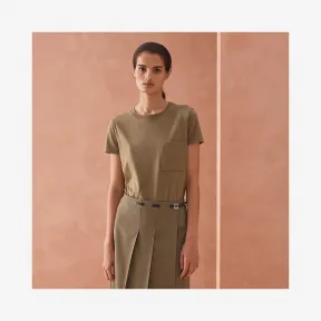 爱马仕/Hermes 刺绣口袋直筒T恤 H0E4606D6Q336