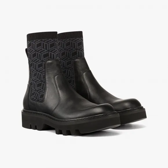 MCM 小牛皮立方体针织靴 MESDSMM03BK037