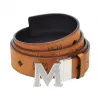 MCM Claus Textured M Reversible Belt 1.5  in Visetos MXB8SVI21CO
