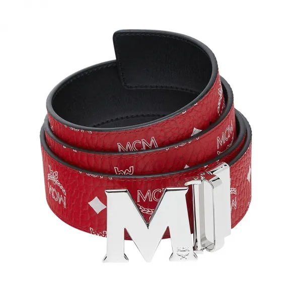 MCM M白色标识Visetos 1.75英寸双面皮带 MXB9SVI03AV001