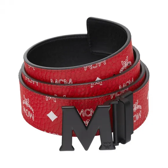 MCM 黑色M白色标识Visetos 1.75英寸双面皮带 MXB9SVI10AV001