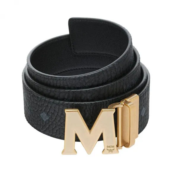 MCM Antique M Reversible Belt 1.75  in Visetos MXB9SVI11BK001