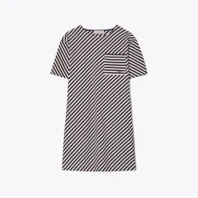 汤丽柏琦/Tory Burch 口袋条纹 T 恤式连衣裙 138237-409