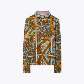 汤丽柏琦/Tory Burch 几何花园印花桑蚕丝衬衫 145937-204