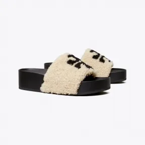 汤丽柏琦/Tory Burch 双 T Logo 毛羊皮厚底凉鞋 86812-250